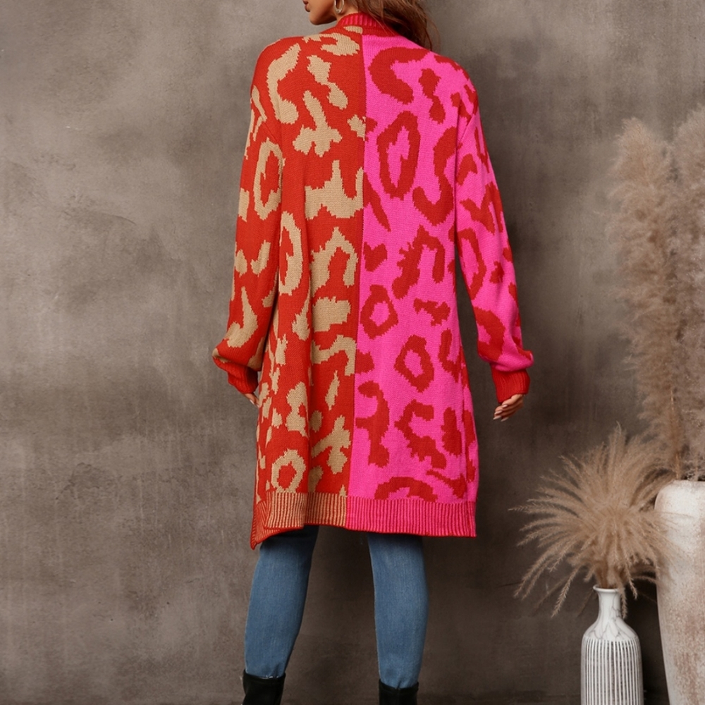 Red Leopard Button Down Cardigan - Picture 5 of 8